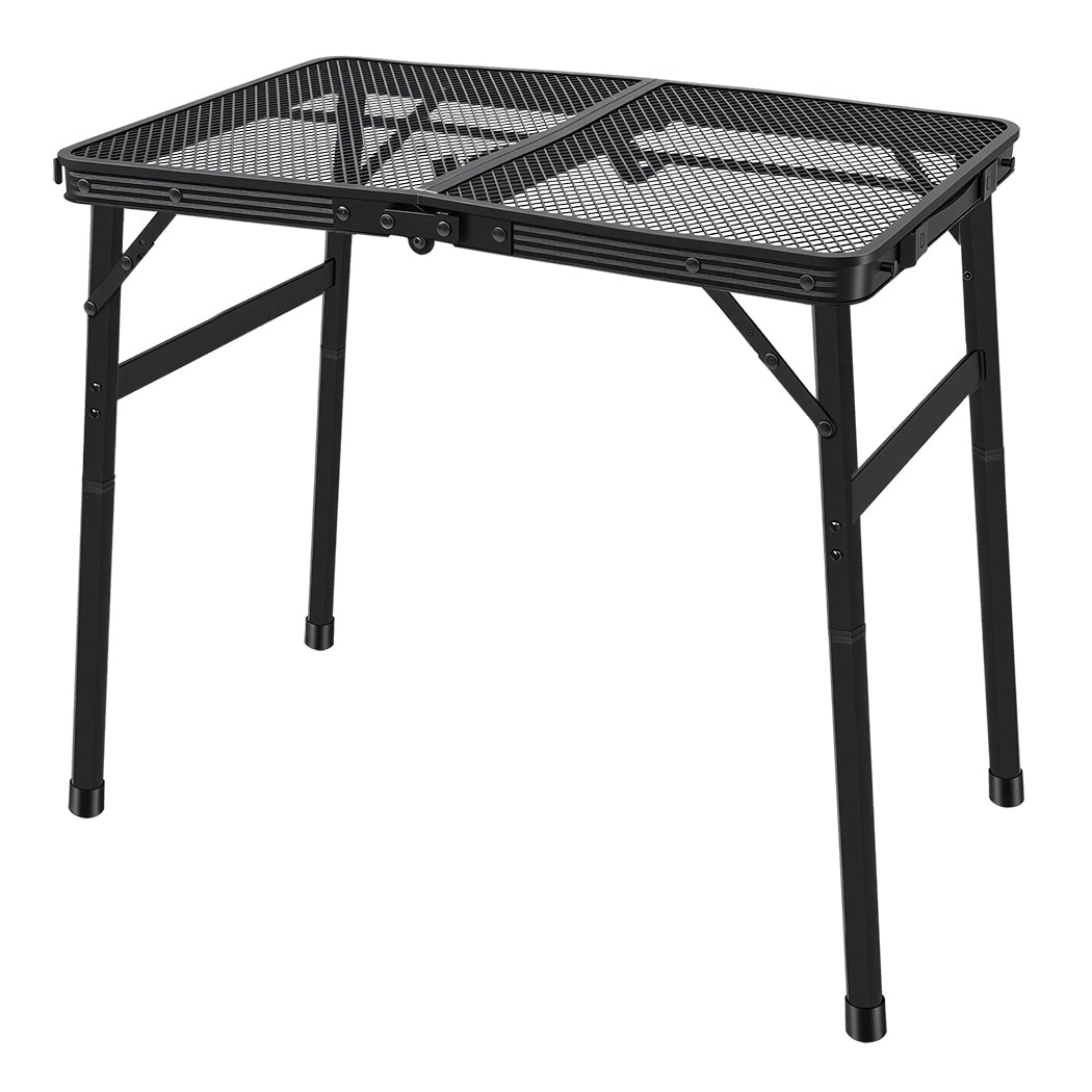 Levede Folding Camping Table Adjustable Height Aluminium Picnic Desk Black 90cm | Black | Black