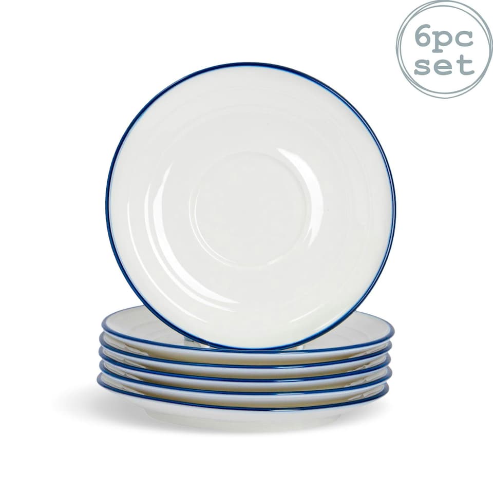 image 1 of Nicola Spring White Farmhouse Espresso Saucers - 13cm - Pack of 6 White