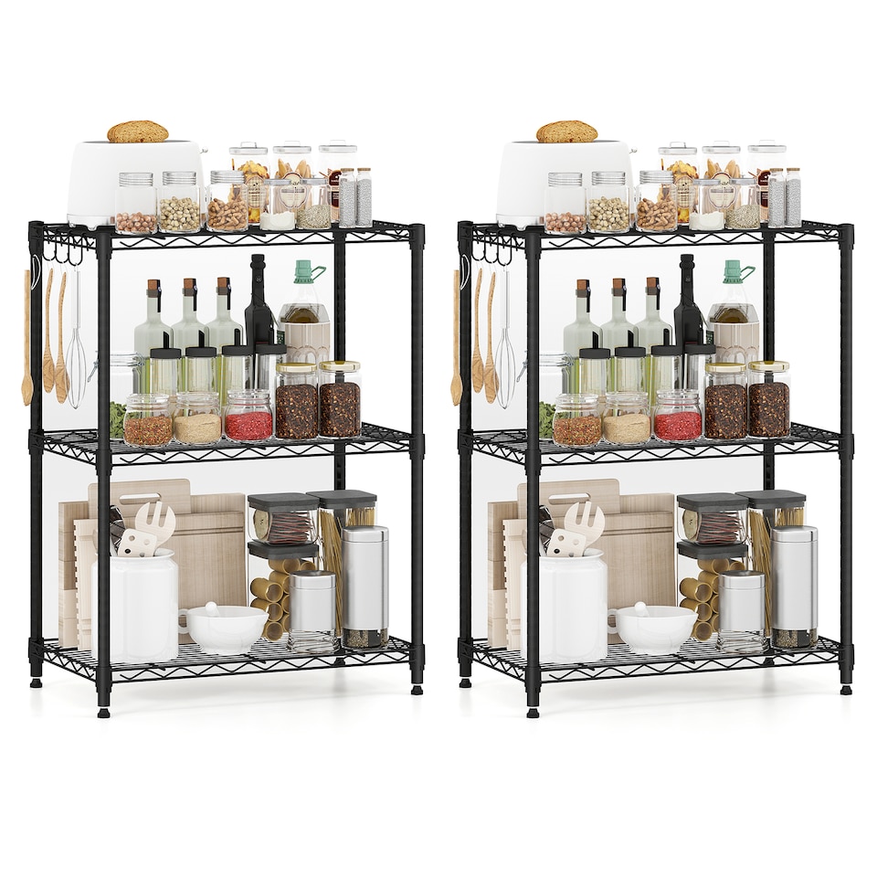 image 1 of COSTWAY 3-Tier Wire Shelving Unit Adjustable Metal Storage Shelves