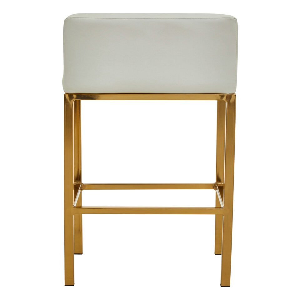 image 1 of Interiors by Premier White PU and Gold Finish Bar Chair, Glam Touch Indoor Metal Bar Stool, Footrest Bar Chair