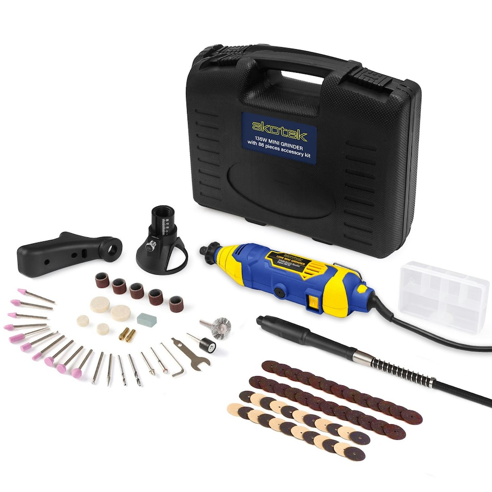 image 1 of Skotek 135W Corded Rotary Tool & 80Pc Accessory Kit (Carry Case Included)
