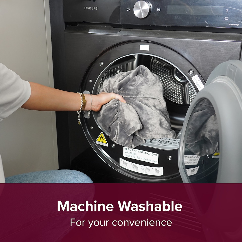 image 1 of Sash & Bloom 2-in-1 Heated Shawl & Blanket with Rechargeable Battery Pack Charcoal