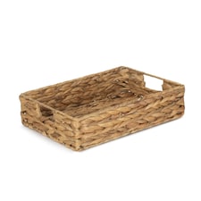 Water Hyacinth Shallow Rectangular Storage Basket Brown | Brown | S