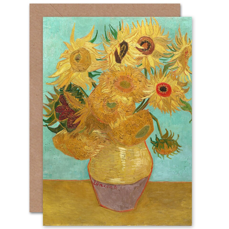 image 1 of Van Gogh Painting Vase with Twelve Sunflowers Greeting Card