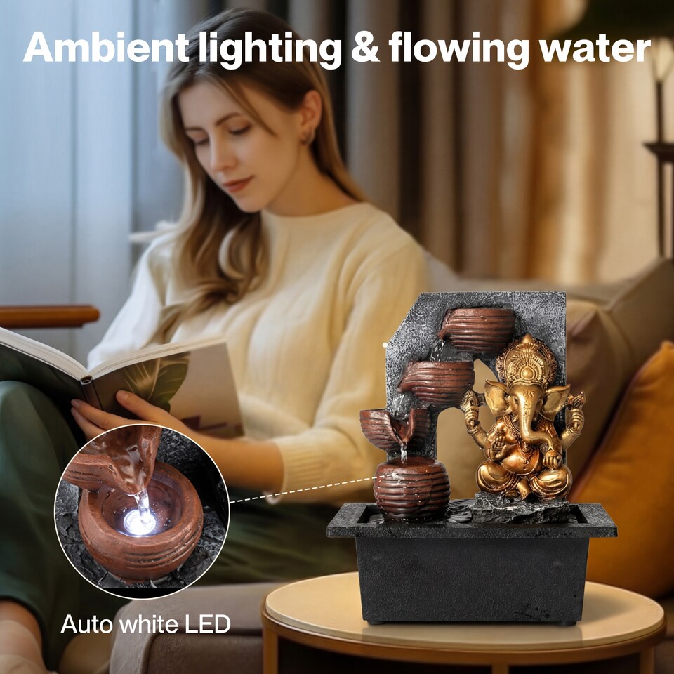 image 1 of Spector Tabletop Water Fountain,Indoor,Garden,Fountains,LED,Resin,Bronze