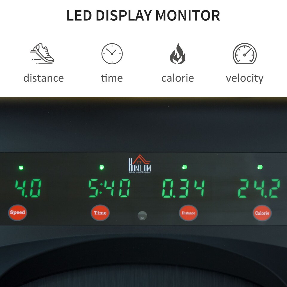 image 1 of HOMCOM Walking Machine w/ LED Display & Remote Control Exercise Jogging Fitness | Red | Black, Red