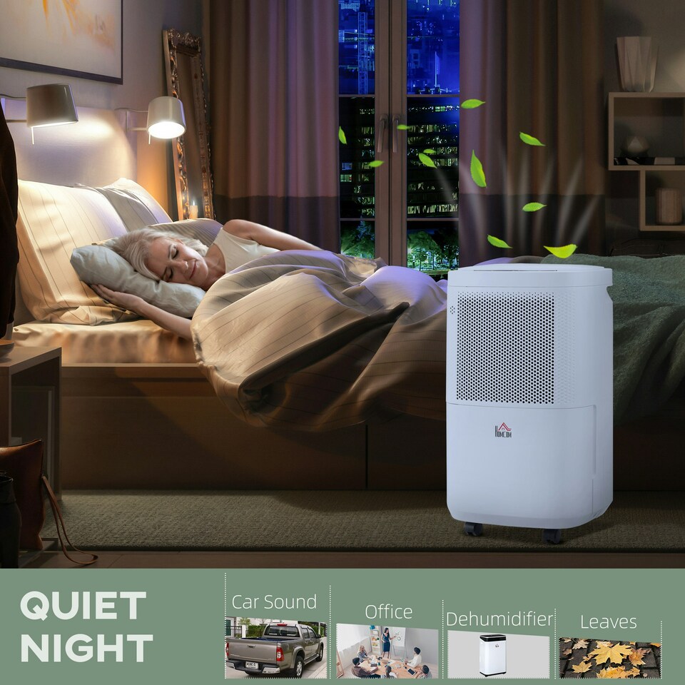 image 1 of HOMCOM 10L/Day 2.2L WiFi Smart Dehumidifier, Portable Quiet Air Dehumidifier