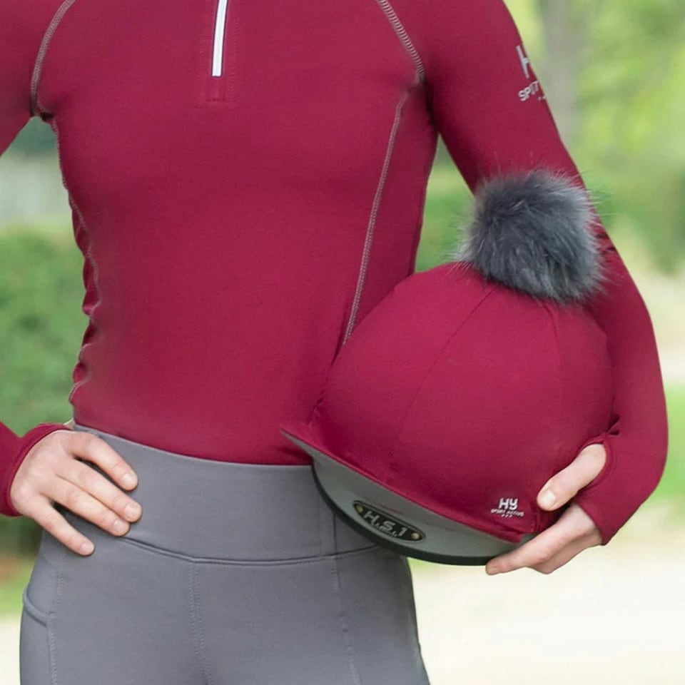 image 1 of Hy Sport Active Pom Pom Hat Silk - Vivid Merlot - One Size | Red | One Size