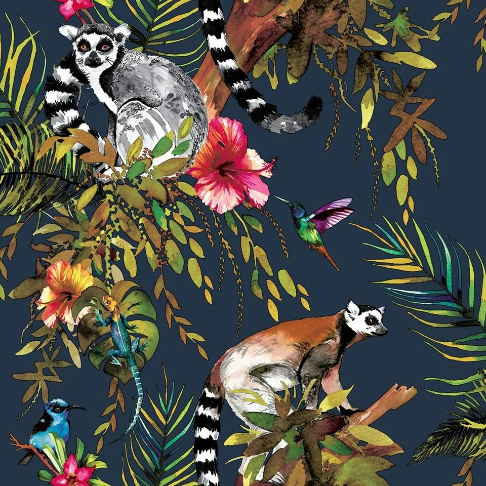image 1 of Holden Décor Lemur Wallpaper - Blue - 32.8ft x 21in Blue