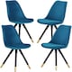image 1 of Set of 4 Sofia Ergonomic Modern Dining Chairs Upholstered in Velvet, Metal Legs with Gold End Tips | Blue