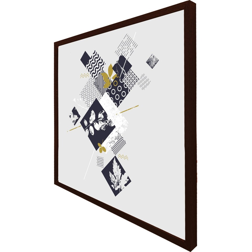 image 1 of Geometric squares & leaves (Picture Frame) White | XL