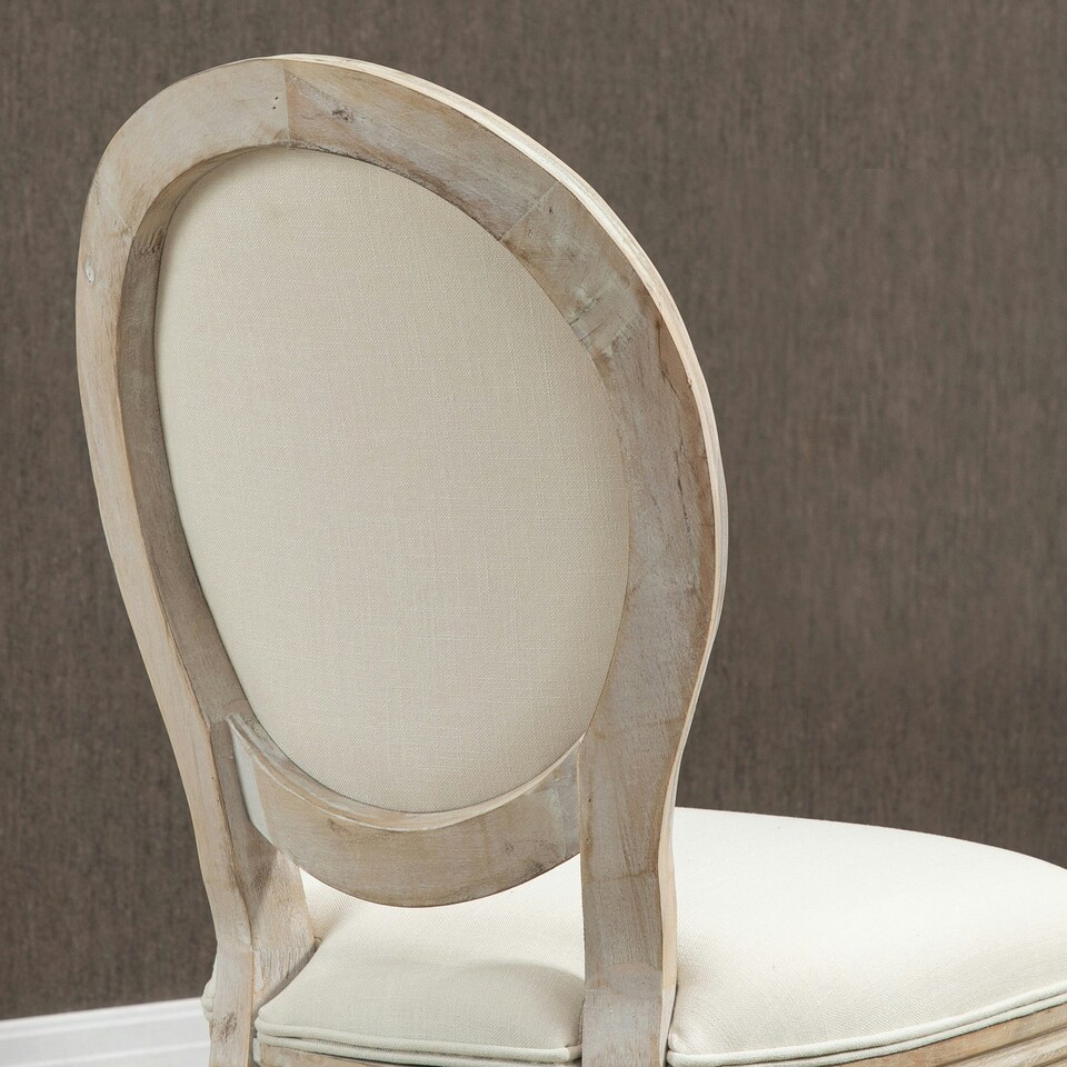 image 1 of HOMCOM French-Style Dining Chairs Set of 2 with Linen Upholstery, Cream