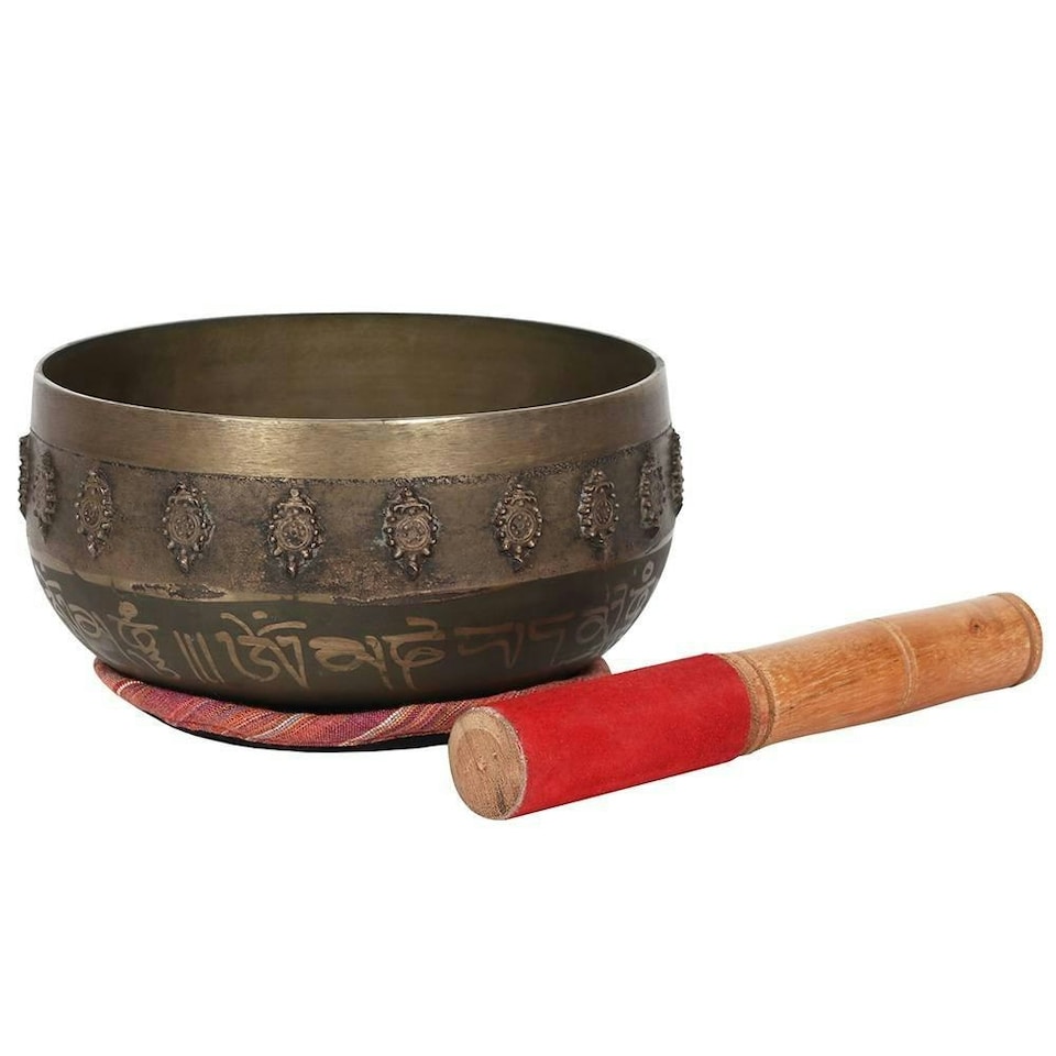 image 1 of Something Different Buddha Singing Bowl - Brass/Red/Brown - One Size