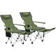 image 1 of Outsunny Set of 2 Reclining Camping Chairs Green | Olive Green, Grey
