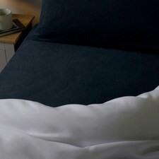 OHS 100% Brushed Cotton Soft Cosy Warm Fleece 25cm Deep Elasticated Fitted Sheet Blue | Navy | Super King