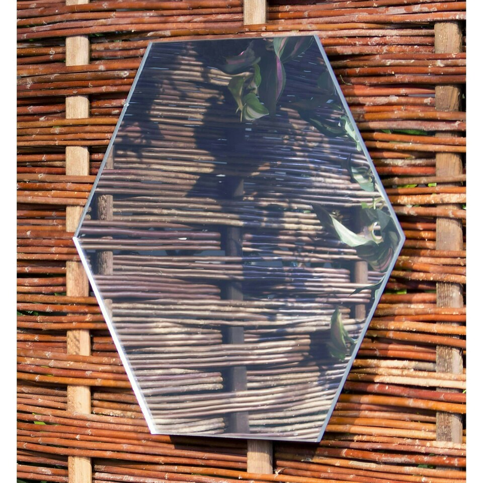 image 1 of Primrose Set of 7 Small Outdoor Hexagonal Silver Mirrors 11in