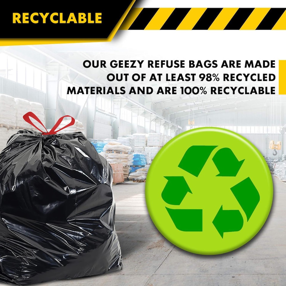 image 1 of GEEZY Bin Liners 30L Black Refuse Bags Garbage Sacks 20 Pack x2