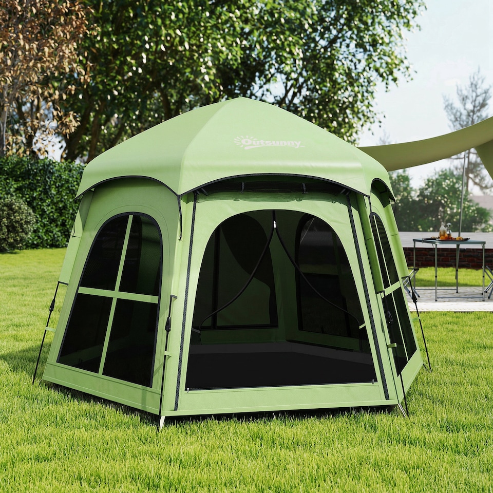 image 1 of Outsunny Pop Up Tent 3000mm Waterproof for 3-4 Person Green | Green | Green | 280 x 240 x 158 cm