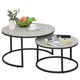 image 6 of HOMCOM 2 Pcs Stacking Coffee Table Set Steel Frame, Marble Grey Black