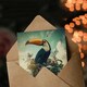 image 3 of Surreal Fantasy Toucan Bird Nature Retreat Birthday Greeting Card