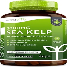 Nutravita Sea Kelp 2000mg - Natural Source of Iodine - Normal Cognitive Function & Energy Yielding Metabolism - 240 Vegan Tablets - 8 Month Supply