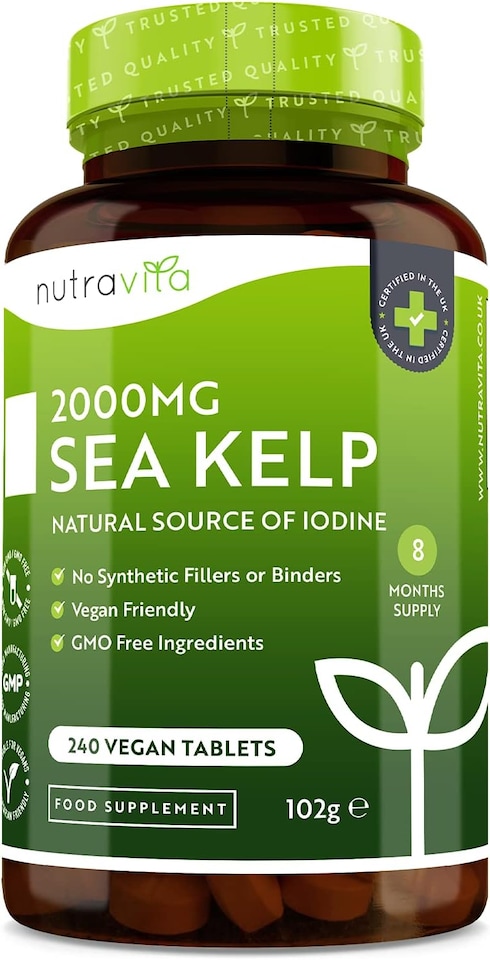 image 1 of Nutravita Sea Kelp 2000mg - Natural Source of Iodine - Normal Cognitive Function & Energy Yielding Metabolism - 240 Vegan Tablets - 8 Month Supply