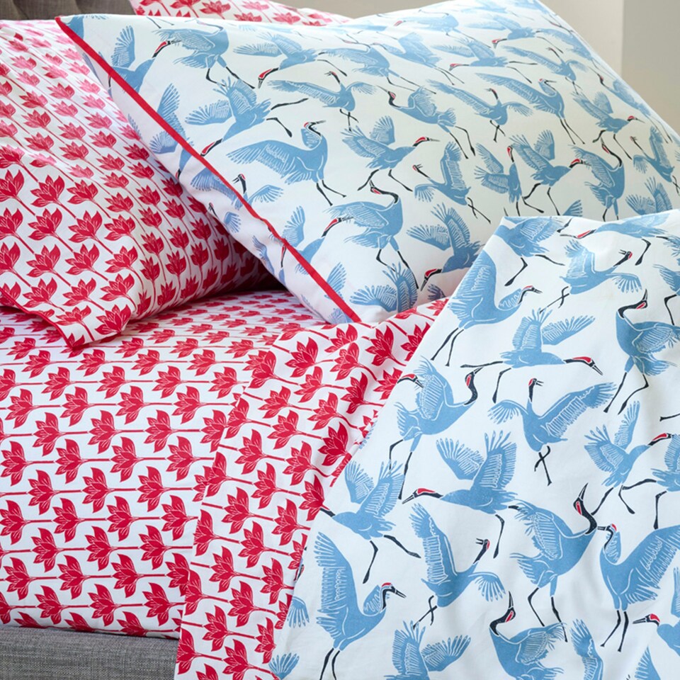 image 1 of Blue Family of Cranes Duvet Cover Set Blue Double Blue | Double