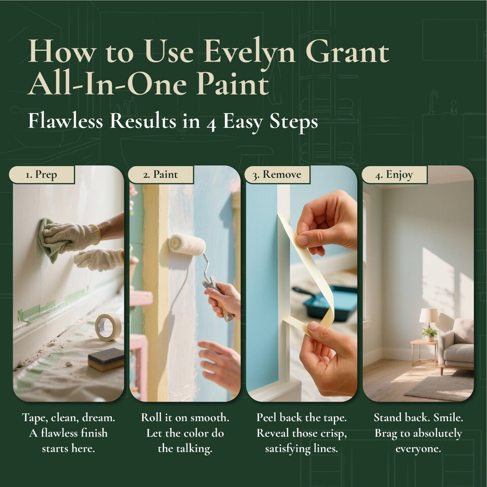 image 1 of EVELYN GRANT All-in-One Paint & Primer - Multi-Surface for Walls, Wood, Interior & Exterior - Brilliant White - 1L - Matt