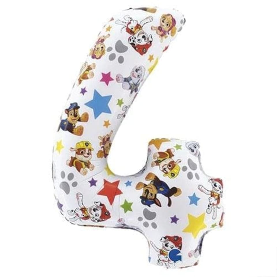 image 1 of Paw Patrol Number 4 Giant Helium Foil Balloon 66cm / 26 in | Multi