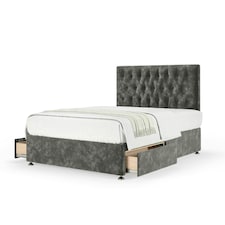 Neptune Spring Charcoal Chenille 2 Drawer Divan Set And Lona Headboard Double