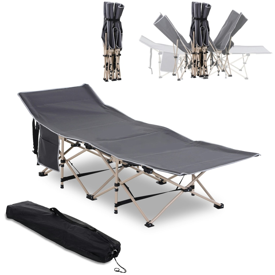 image 1 of Outsunny Single Portable Outdoor Military Sleeping Bed Camping Cot Grey