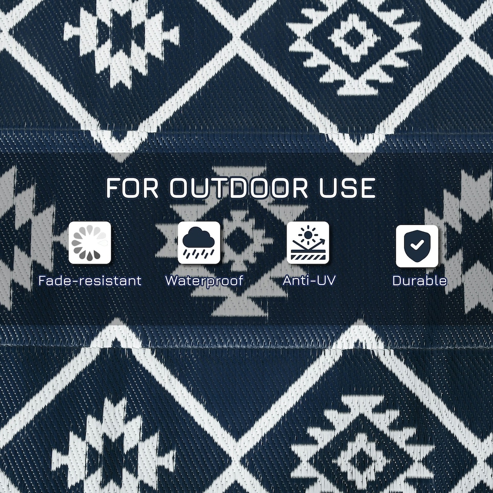 image 1 of Outsunny Reversible Waterproof Outdoor Rug W/ Carry Bag, 182 x 274cm, Brown