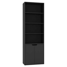 6-Tier Bookcase with 2-Doors Black | Unit Colour: Black