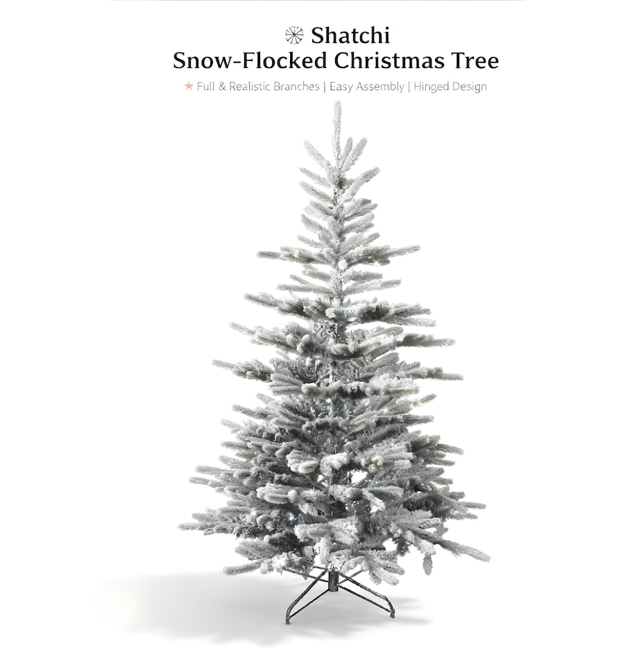image 1 of 5FT Californian Pine Snow Covered Green Tips Bushy Artificial Plain Christmas Tree | White | White