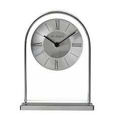 Wm.Widdop Chrome & Wood Veneer Mantle Clock Chrome | Brown
