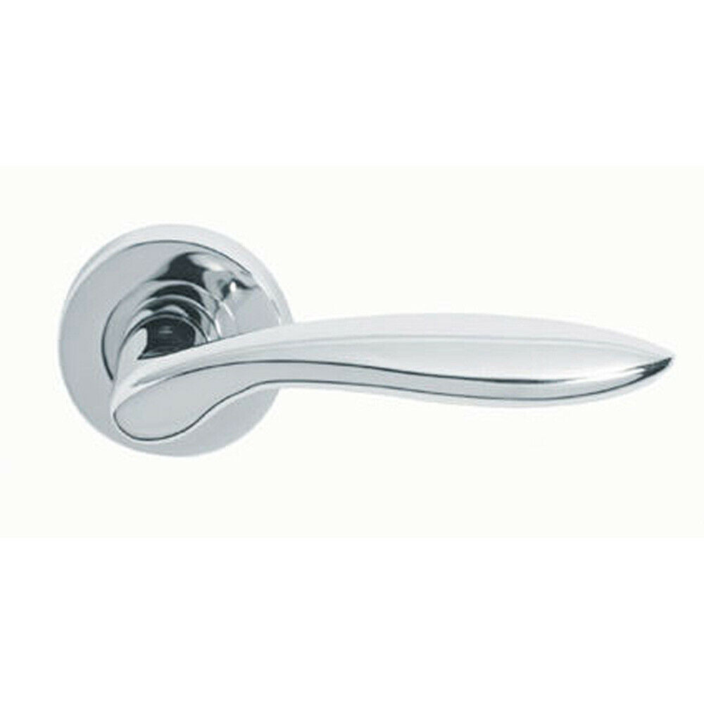 Loops PAIR Smooth Ergonomic Handle on Round Rose Concealed Fix Polished Chrome