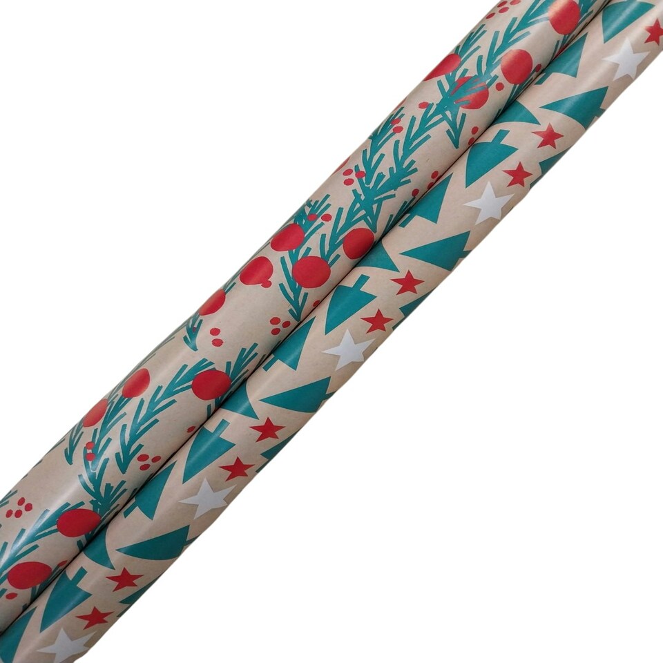 image 1 of Pack of 4 Christmas Gift Wrapping Roll 3mx70cm