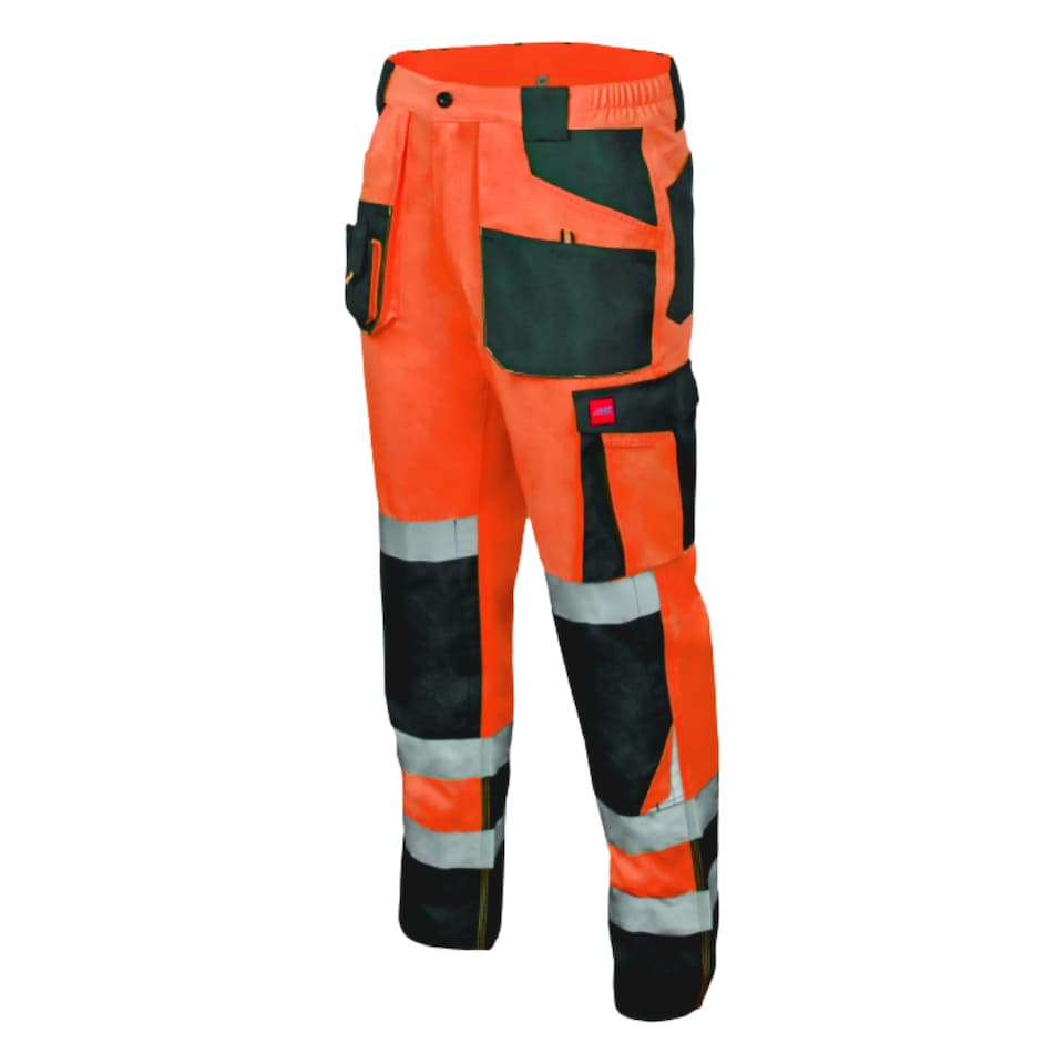 image 1 of Artmas Flash Class 2 Orange Work Trousers, Reflective Tape, Knee Pad Pockets, 260gsm (30/32 Inch - 48 EU)