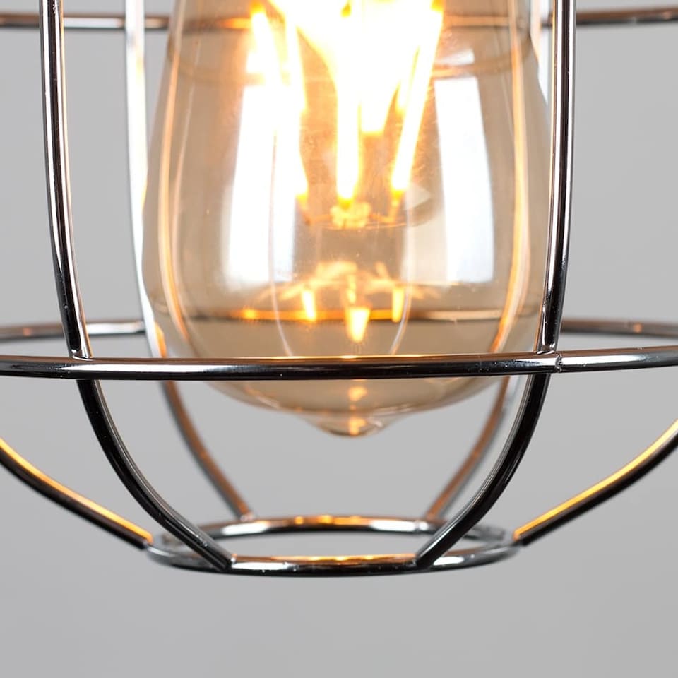 image 1 of ValueLights Penglai Silver Ceiling Pendant Shade & Bulb