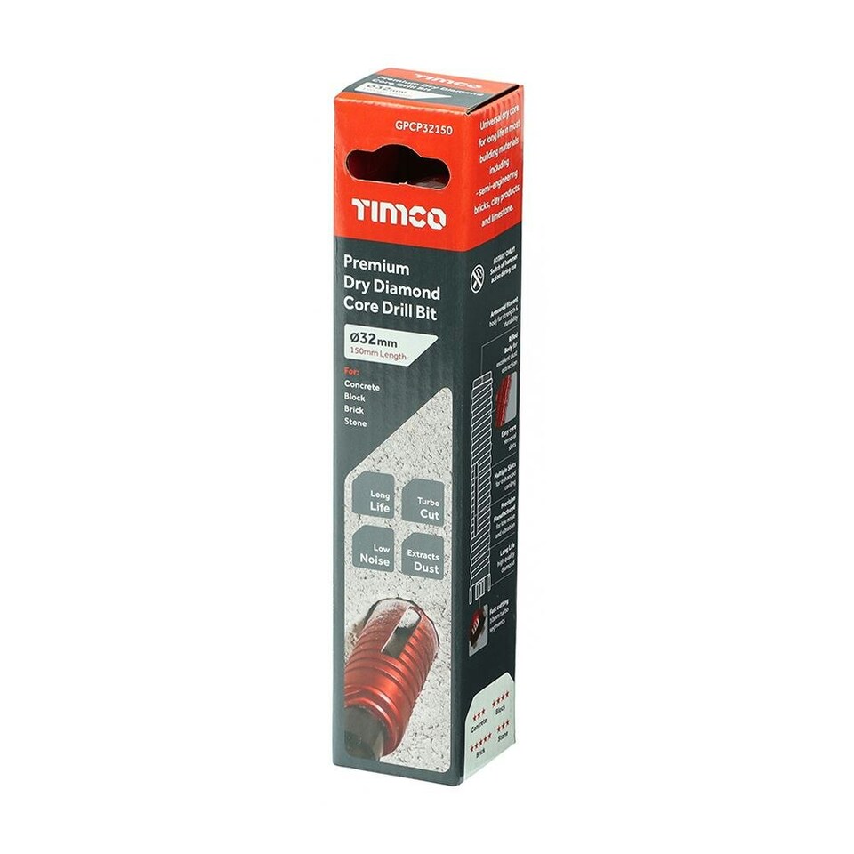 image 1 of Timco - Premium Dry Diamond Core Drill Bit (Size 32 x 150mm - 1 Each)