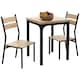 image 1 of HOMCOM 3 Pieces Compact Dining Table 2 Chairs Set Wooden Metal Legs Bistro Cafe Kitchen Breakfast Bar Home Furniture, Light Wood Grain