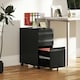 image 6 of Vinsetto Steel File Cabinet with Lock and Wheels for Home Office, Black Black | Black