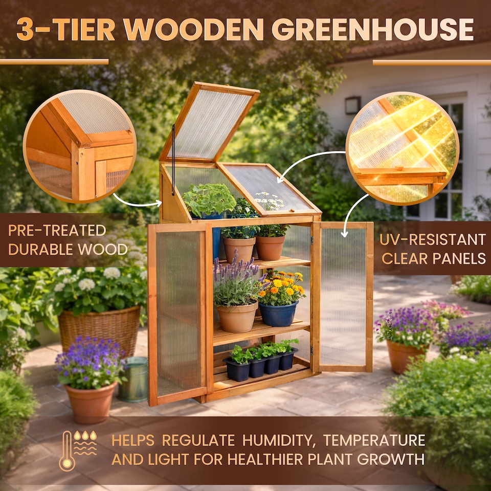 image 1 of Marco Paul Wooden Cold Frame Greenhouse