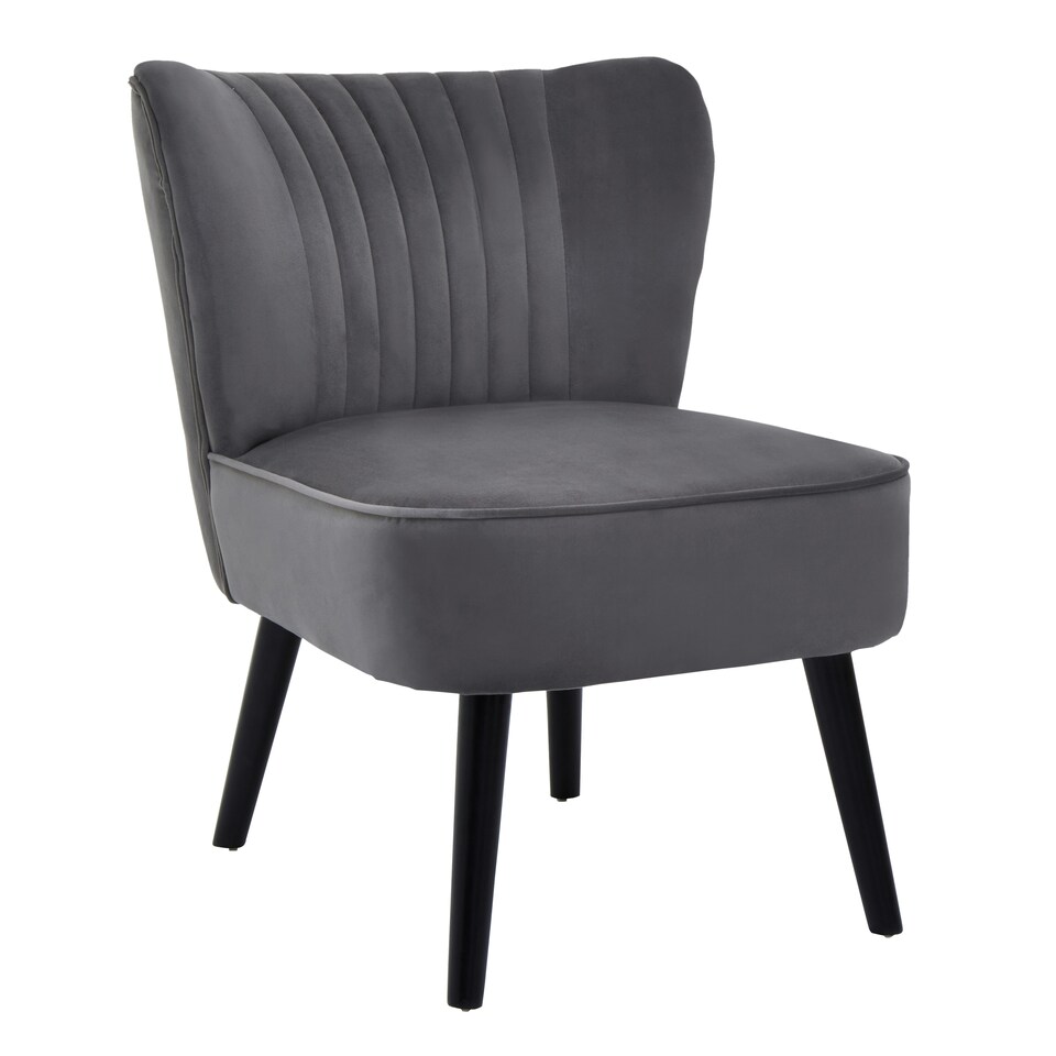 image 1 of Interiors by Premier Grey Velvet Chair, Curved Back Accent chair, Easy to Assemble Borg Chair, Comfy Office Chair