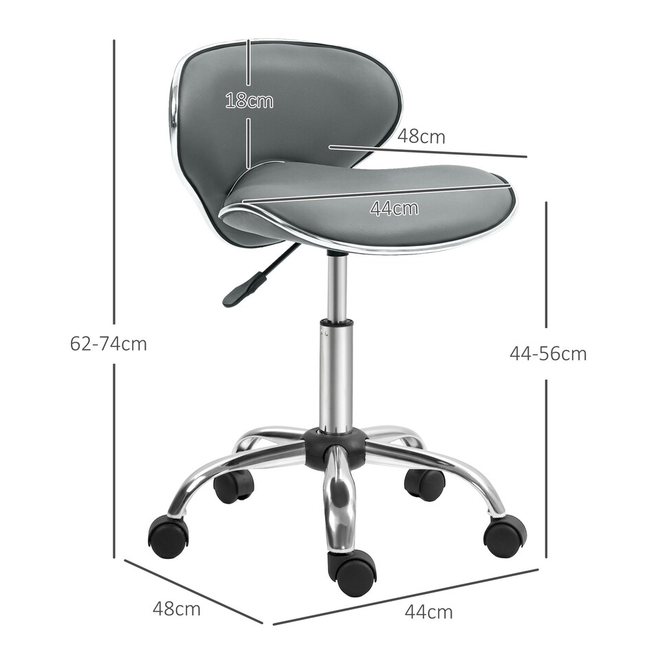 image 1 of HOMCOM Office Chair Beauty Salon Rolling Technician Stool Chair Grey