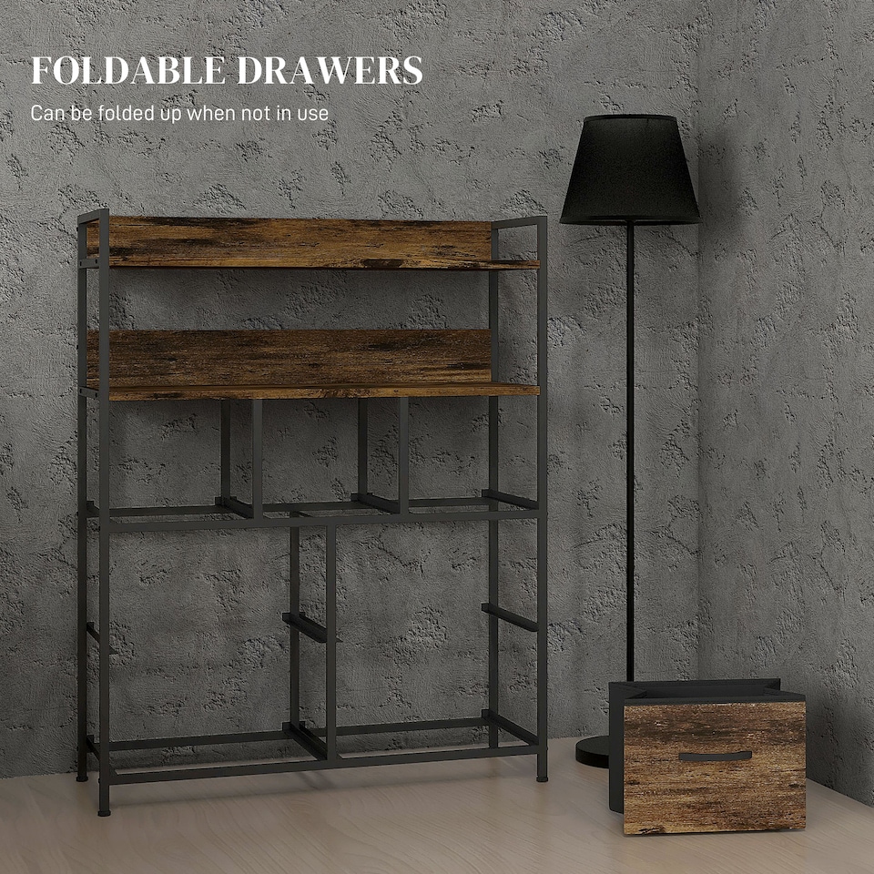 image 1 of HOMCOM Bedroom Chest of Drawers 7 Drawer Dresser w/ Shelves, Rustic Brown