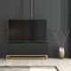 image 10 of TV Unit 100cm Black Matt Fluted Fronts with Gold Metal Base Black
