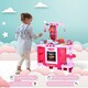image 10 of HOMCOM 38-Piece Children's Kitchen Play Set w/ Realistic Sounds Lights Food Pink