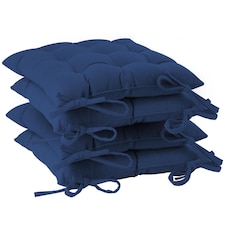 Harbour Housewares Square Garden Chair Seat Cushions - Navy - Pack of 4 | Blue | Navy