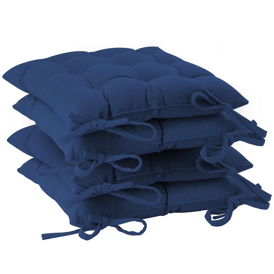 image 1 of Harbour Housewares Square Garden Chair Seat Cushions - Navy - Pack of 4 | Blue | Navy